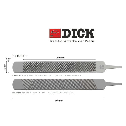 DICKturf_Hufraspel_Maße_500x500 DICK, "Turf" Hufraspel